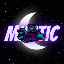 the word mystic is on a purple background