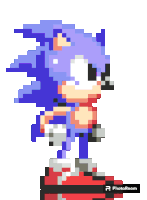 a pixel art of sonic the hedgehog with a white background