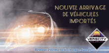 an advertisement for verscity roleplay shows a car with the headlights on