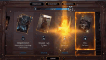 a screenshot of a game that says treasure card on it