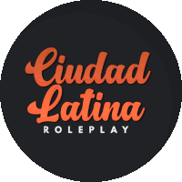 a black circle with the words ciudad latina roleplay in orange