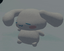 a 3d model of a white bunny with a blue nose