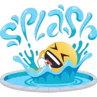 an illustration of a smiley face splashing into a pool