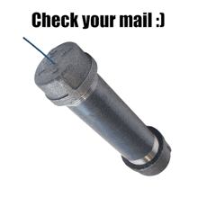 a metal pipe with a blue arrow pointing to it and the words check your mail