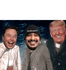 elon musk donald trump and a man wearing a hat that says multiversx