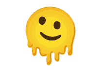 a melting smiley face with a smile on its face