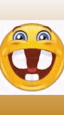 a smiley face with missing teeth is smiling
