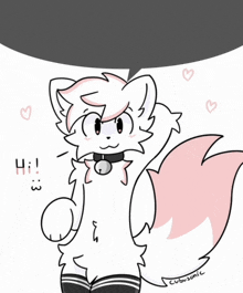 a drawing of a furry animal with a speech bubble that says hi !