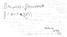 a white board has a lot of math equations written on it including one that says nothing worked lol