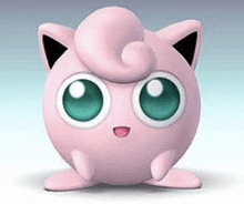 jigglypuff from pokemon is a pink cat with green eyes and a pink nose .