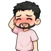 a cartoon drawing of a man with a beard covering his mouth with his hand