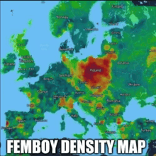 a map of europe with the words femboy density map