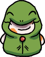 a cartoon drawing of a frog wearing a green jacket