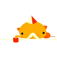 a cartoon drawing of a fish with a party hat on its head