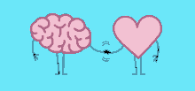 a brain and a heart are holding hands