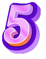 a pink and purple number 5 with a shadow on a white background