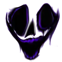 a drawing of a skull with a purple mouth on a white background