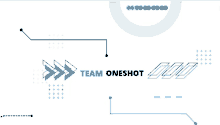 a white background with arrows and the words team oneshot on it