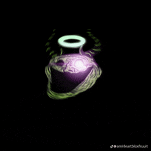 a drawing of a purple heart with a halo around it