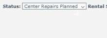 a computer screen shows a list of options including center repairs planned .