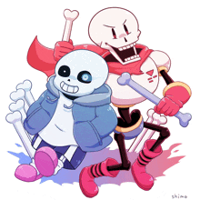 a drawing of papyrus and sans from undertale by shiro