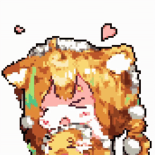 a pixel art drawing of a cat with a pink heart above its head