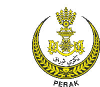 a perak emblem with a crescent moon and a crown