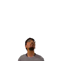 a man is looking up at the number 14