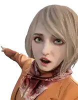 a woman with short blonde hair wearing a scarf and a jacket