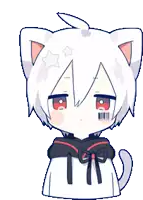 a pixel art drawing of a cat boy with white hair