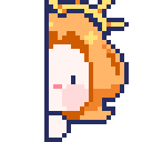 a pixel art drawing of a girl with red hair