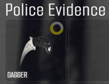 a picture of a dagger with the words police evidence written above it