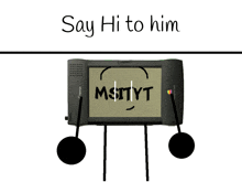 a drawing of a computer with the words say hi to him