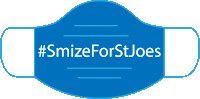 a blue face mask with the hashtag #smizeforstjoes on it