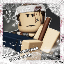 a picture of an american ferryman holding a wooden stick