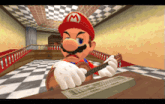 mario is playing a guitar in a video game