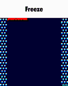 a computer screen with the word freeze on the top