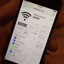 a cell phone displays a wifi anywhere app