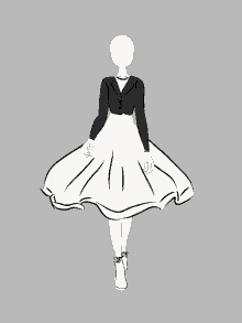 a drawing of a woman wearing a white dress with a black jacket