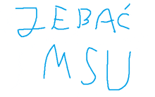 a drawing of the word msu in blue