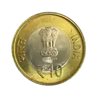 a gold and silver coin that says india on the front