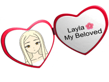 a heart shaped mirror with the words layla my beloved on it