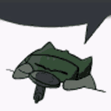 a cartoon of a turtle with a speech bubble behind it .