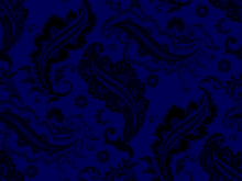 a dark blue background with a black floral pattern