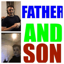 a poster that says father and son with a picture of a man wearing headphones