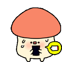 a cartoon mushroom with a red hat and a yellow speech bubble with a battery .