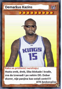 a card with a man in a kings 15 jersey