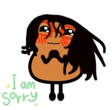a drawing of a person with the words i am sorry below it