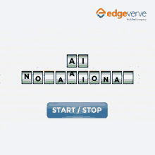 an advertisement for edgeverve shows a button that says start / stop