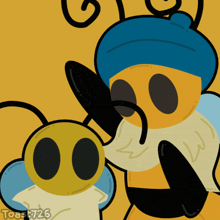 a cartoon drawing of two bees with toast726 written on the bottom